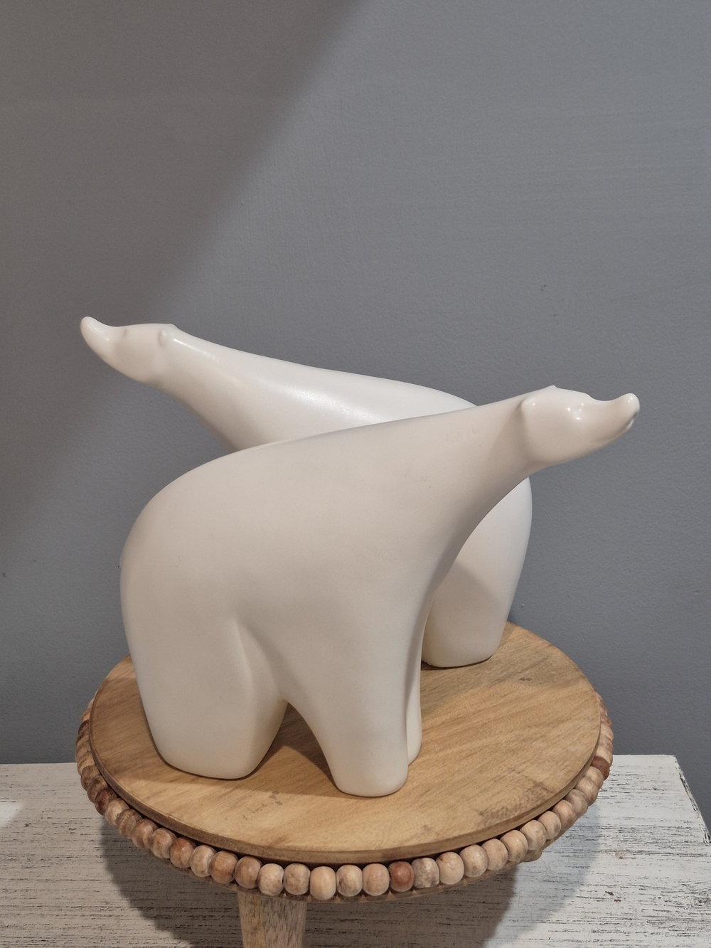 White Ceramic Polar Bear Sculpture – Decorative Home Art Large